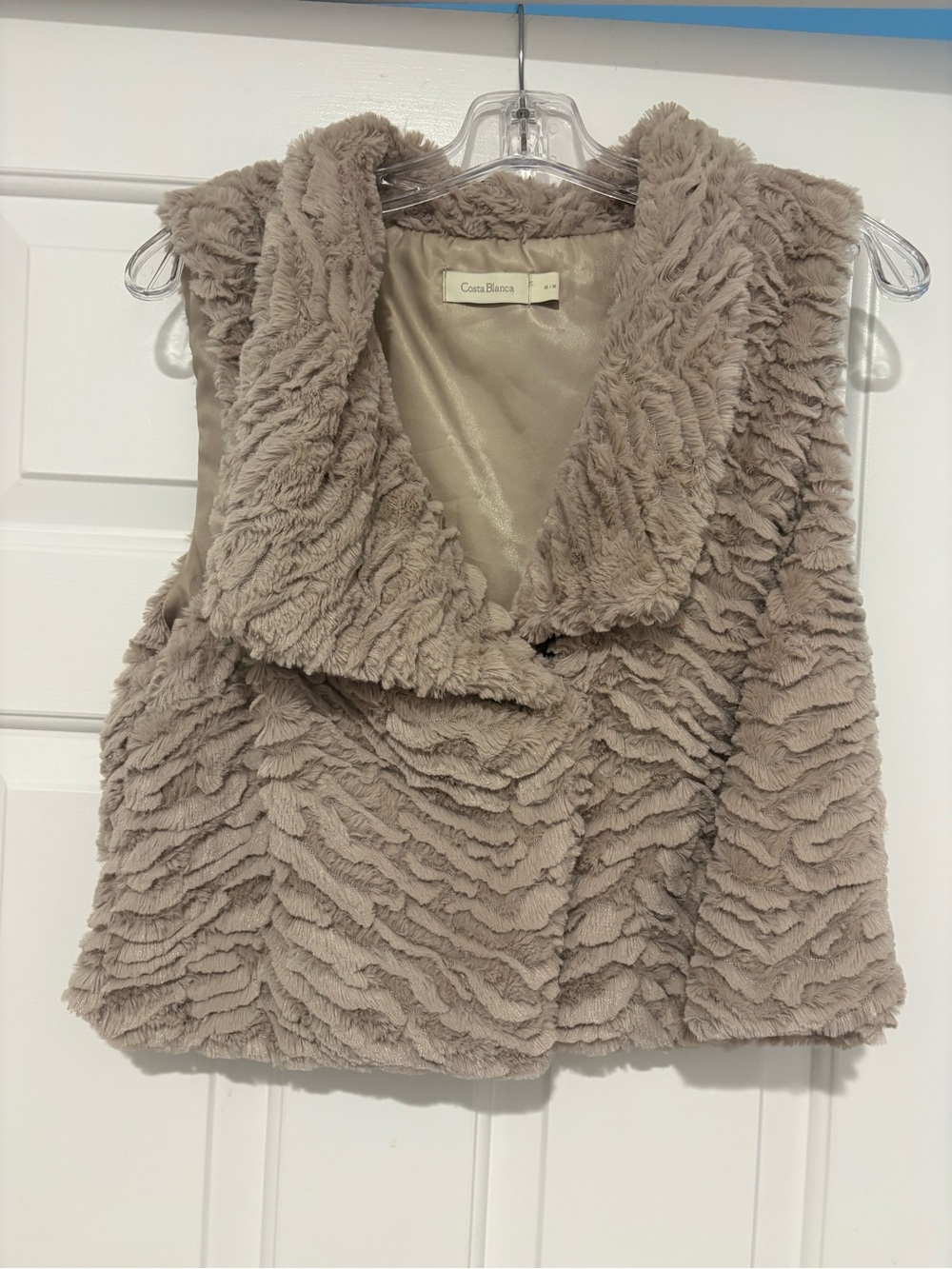 Costa Blanca Taupe Faux Fur Sleeveless Vest (size M)